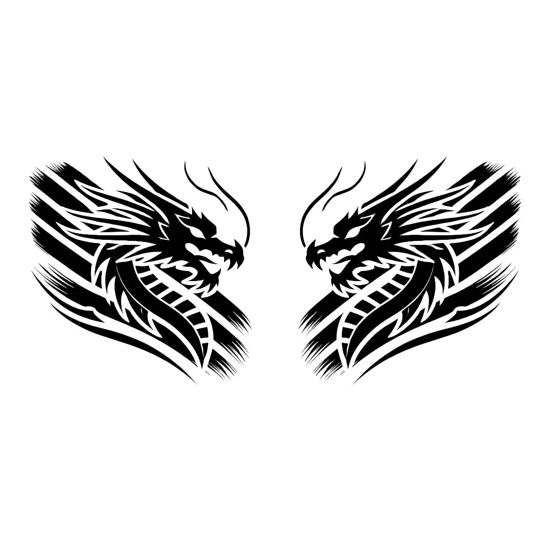 2x Dragon Racing Vinyl Decal - Mirrored D2 - XL Size - 29 x 29cm