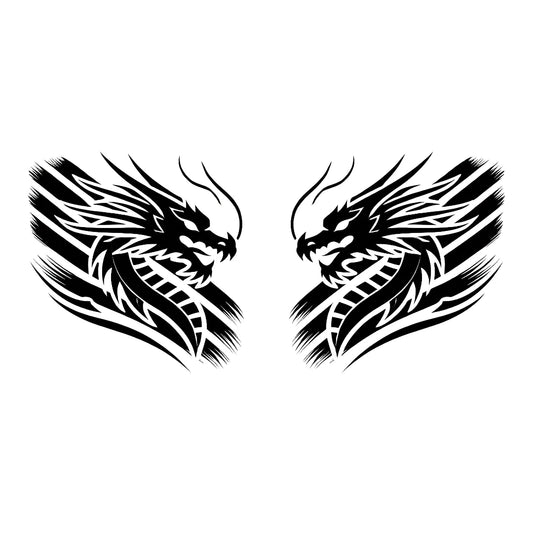 2x Dragon Racing Vinyl Decal - Mirrored D2 - XL Size - 29 x 29cm