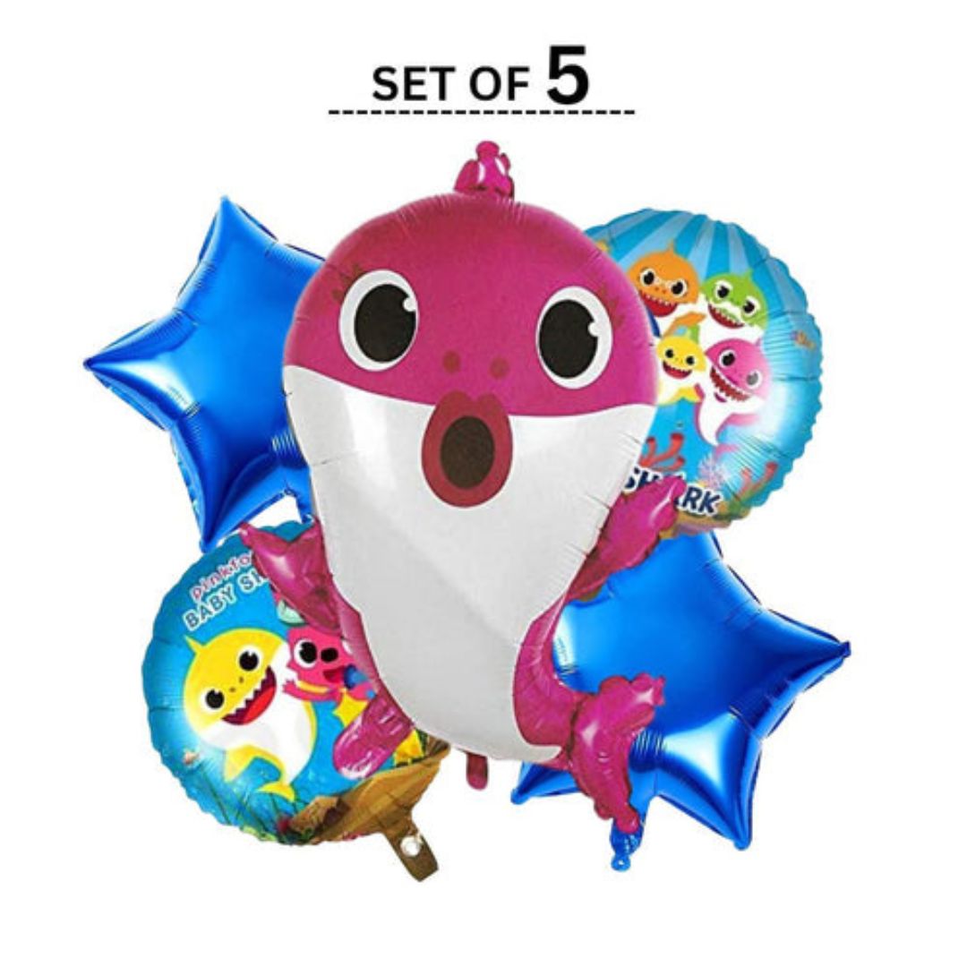 5pcs Baby Shark Foil Balloon Set Birthday Party Decoration