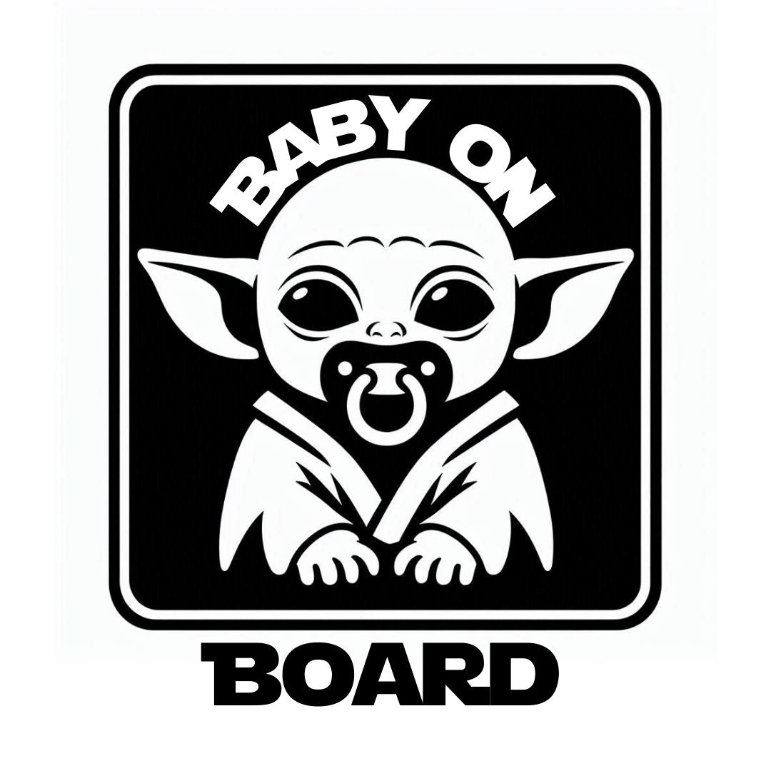 Baby Yoda On Board Decal