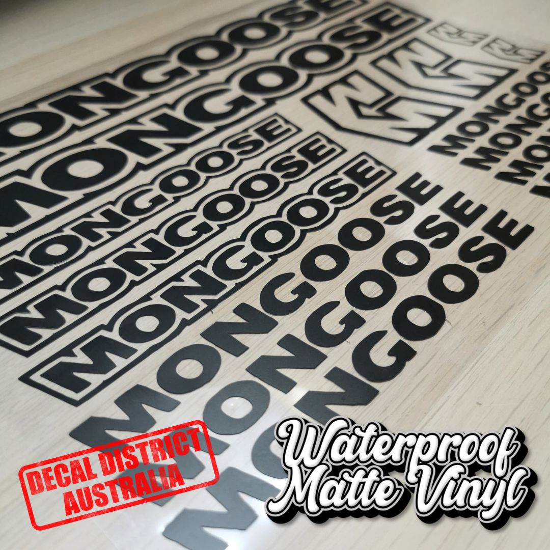 9 Pc Mongoose Bike Frame Decal Sheet – 25cm