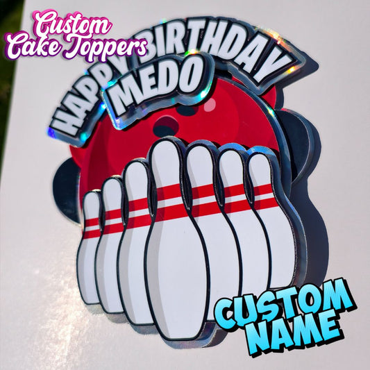Bowling Party Cake Topper - Personalisation Available