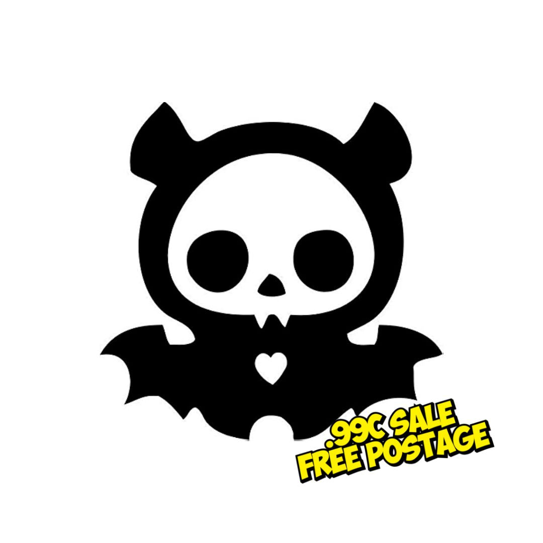 Cute Kawaii Skull Bat - Premium Vinyl - 8cm