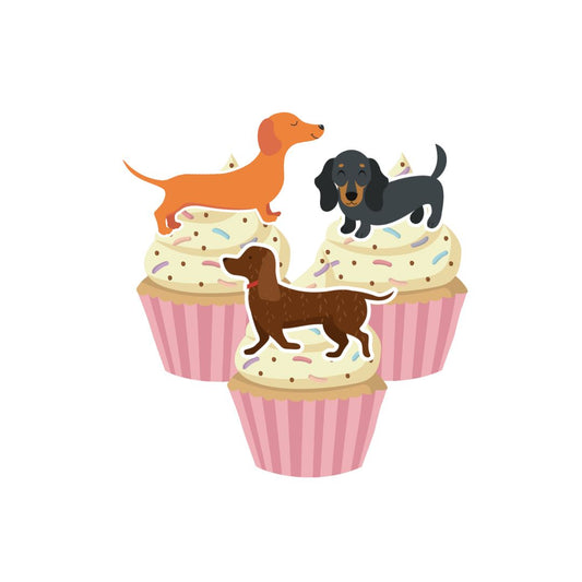24x Daschund Cupcake Toppers - We print, You stick.