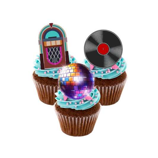24x Disco Groovy Toppers - Retro 80s