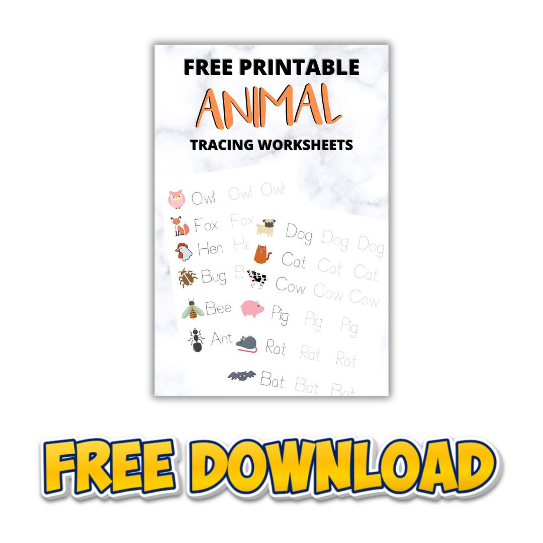 Free Download: Print & Trace Animal Worksheets