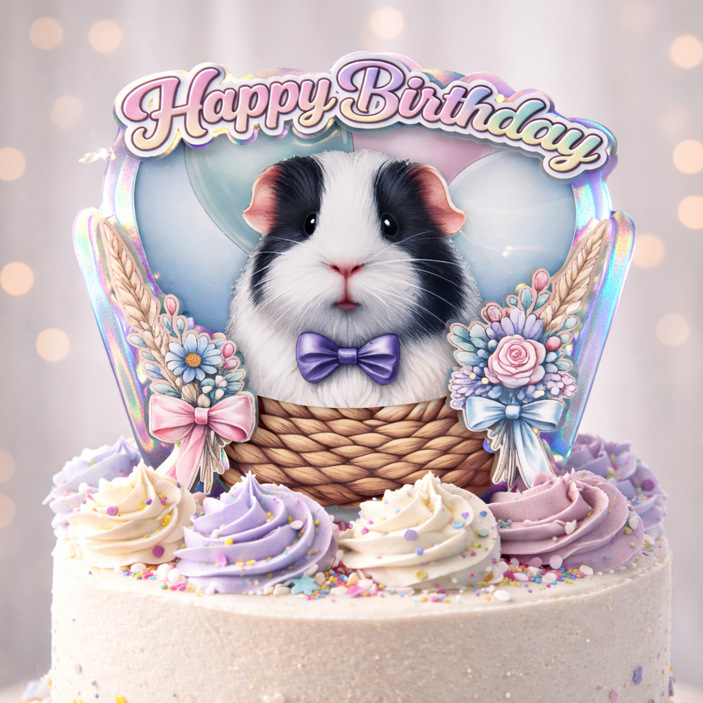 Guinea Pig Cake Topper & 24x Cupcake Picks