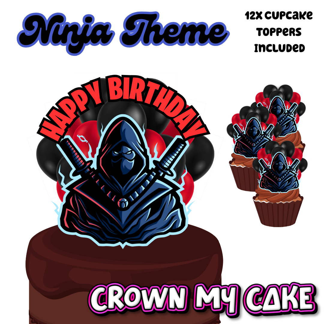 Ninja Cake Topper & 12x Cupcake Picks