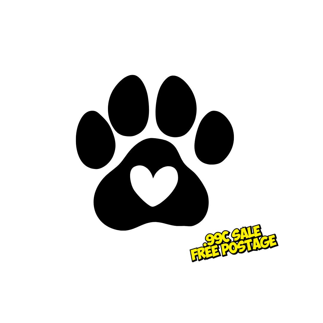 Paw Heart II - Black Premium Matte Vinyl - 8cm