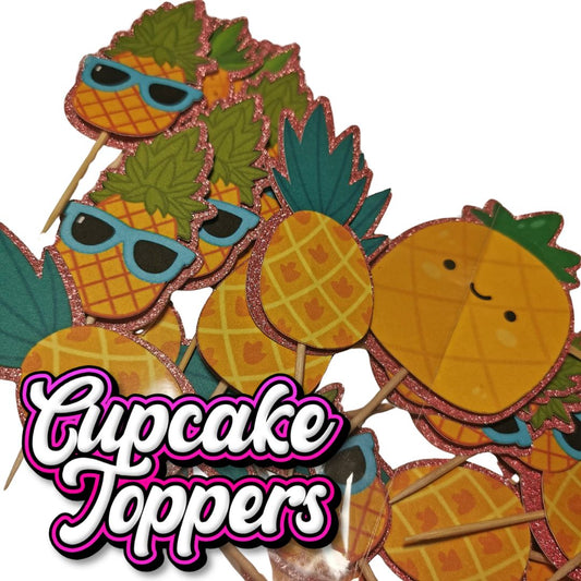 24x Pineapple Cupcake Toppers