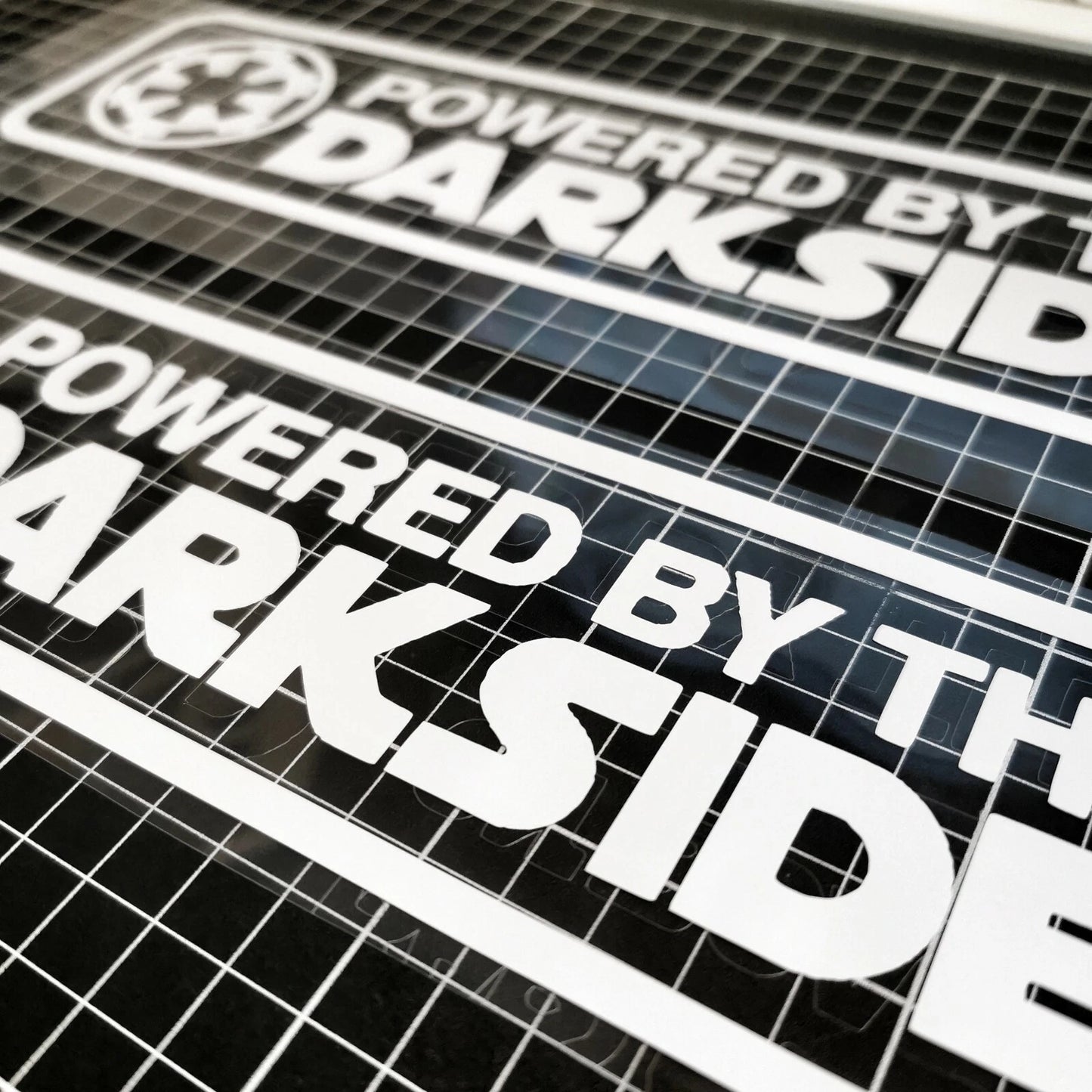 Powered By The Dark Side - Vinyl Cut Decal - 27 x 7cm