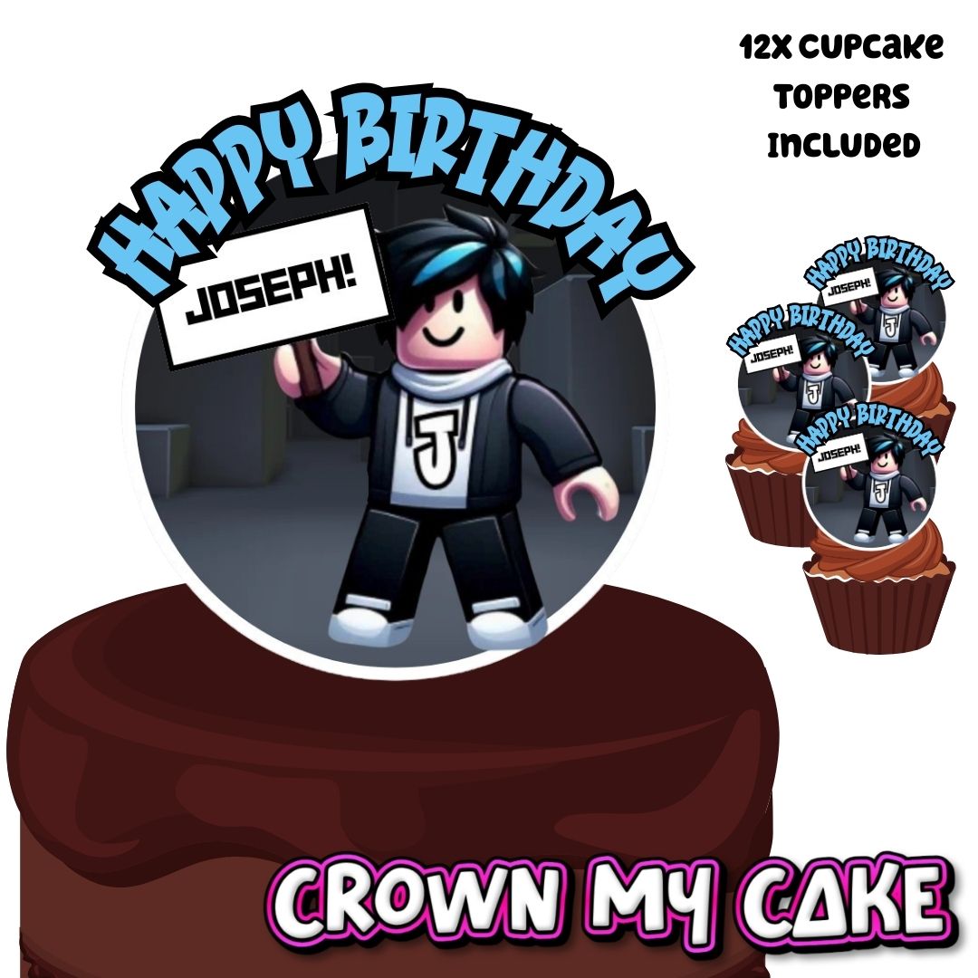 Popular Gaming Party - Custom Cake Topper & 12 Cupcake Toppers
