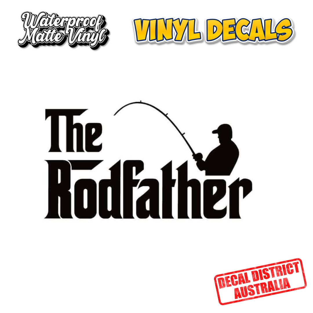 Rodfather - Funny Fishing Decal - 14cm- Black or White