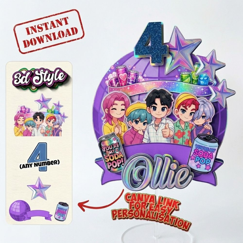 Soda Pop Boys Download Cut Files - 3D Cake Topper