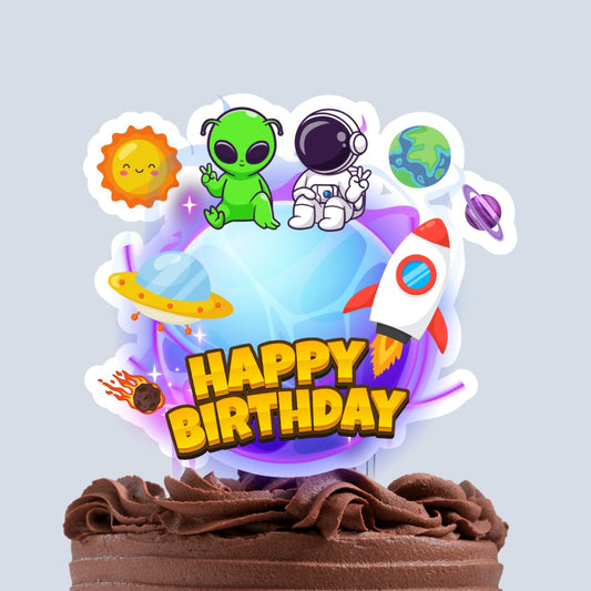 Outer Space Cake Topper Bundle + 12 Cupcake Toppers