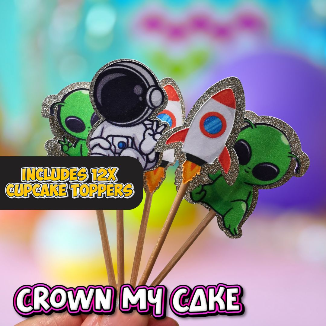 Outer Space Cake Topper - Personalized Cake Topper, Space Theme Party.