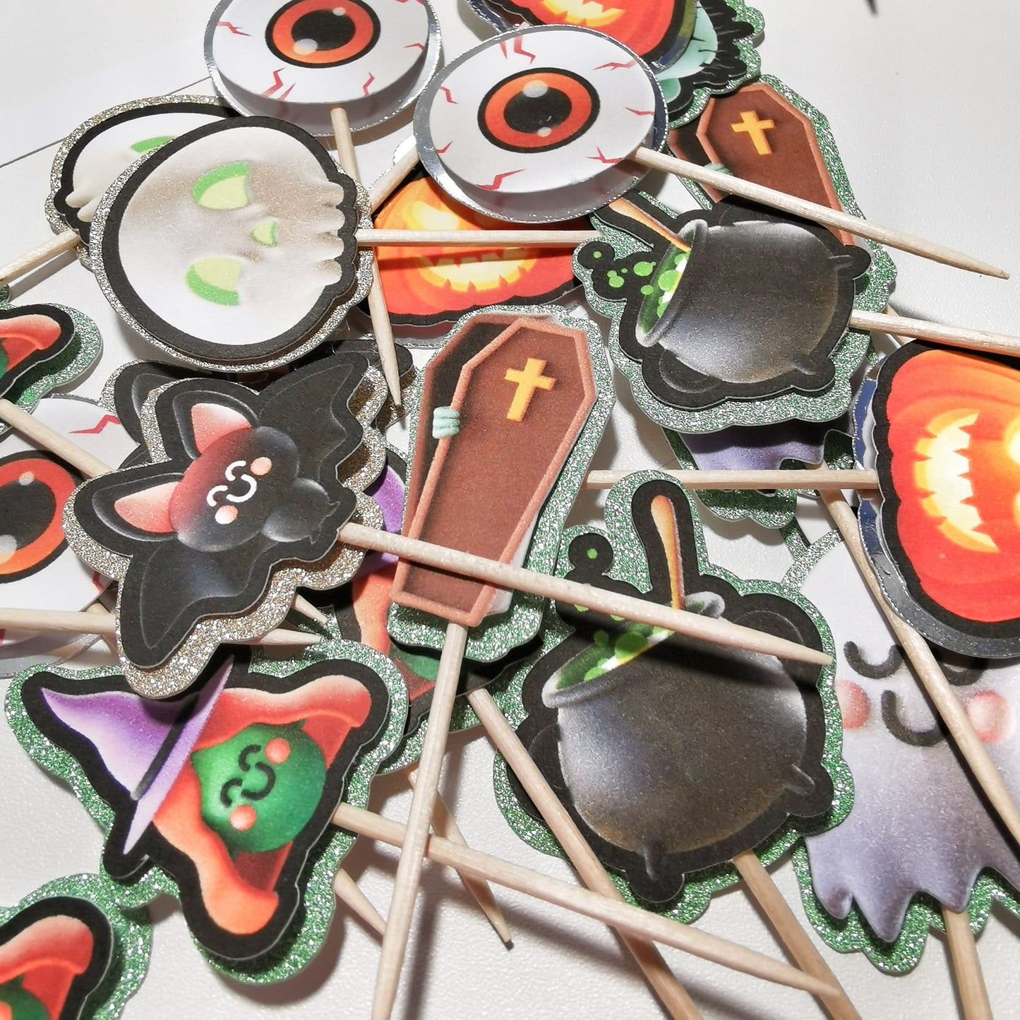 24x Cute Halloween Party Cupcake Toppers