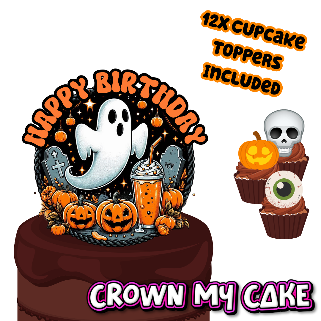 Spooky Season Cake Topper & 12x Cupcake Picks