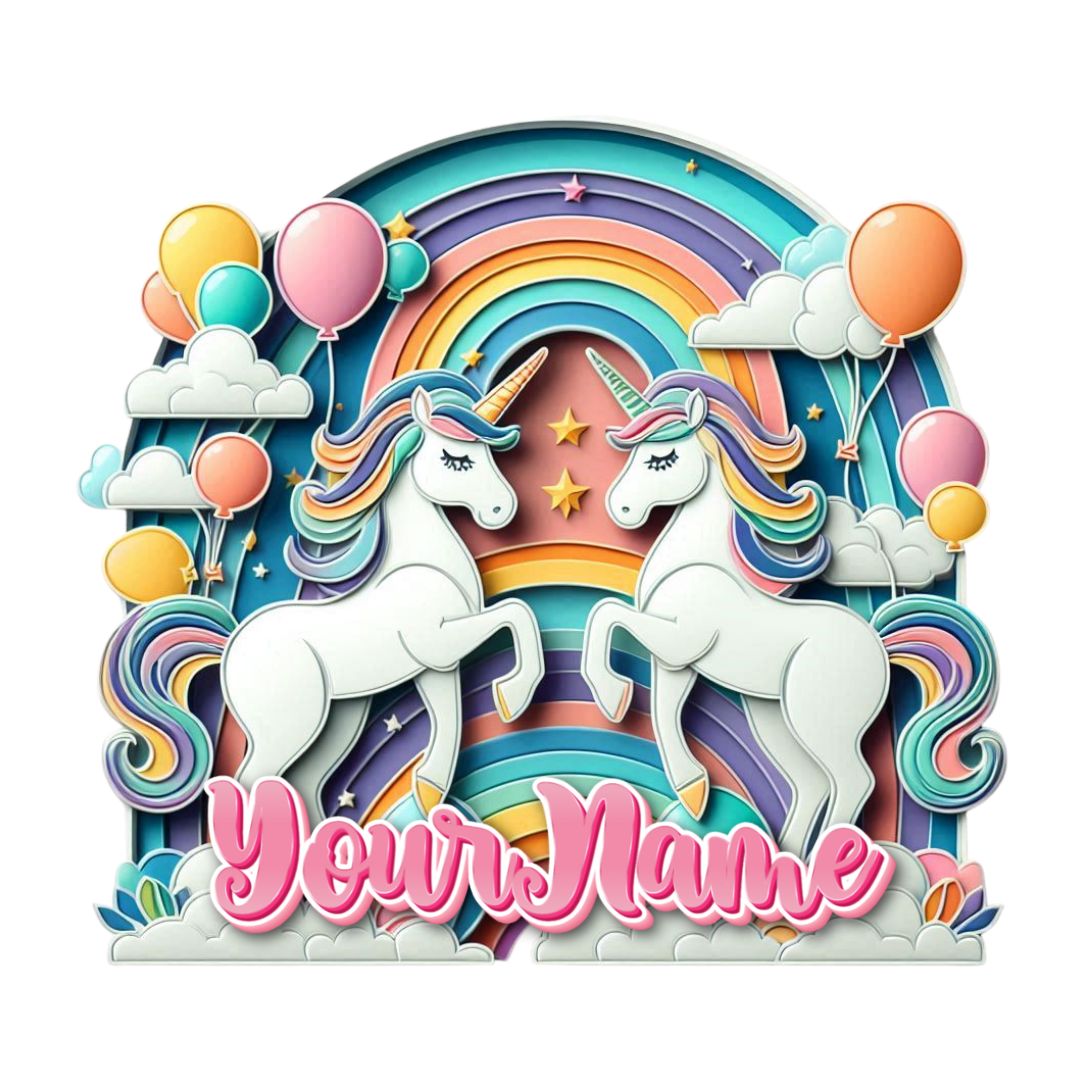Unicorn Custom Basic Cake Topper - Pastel design