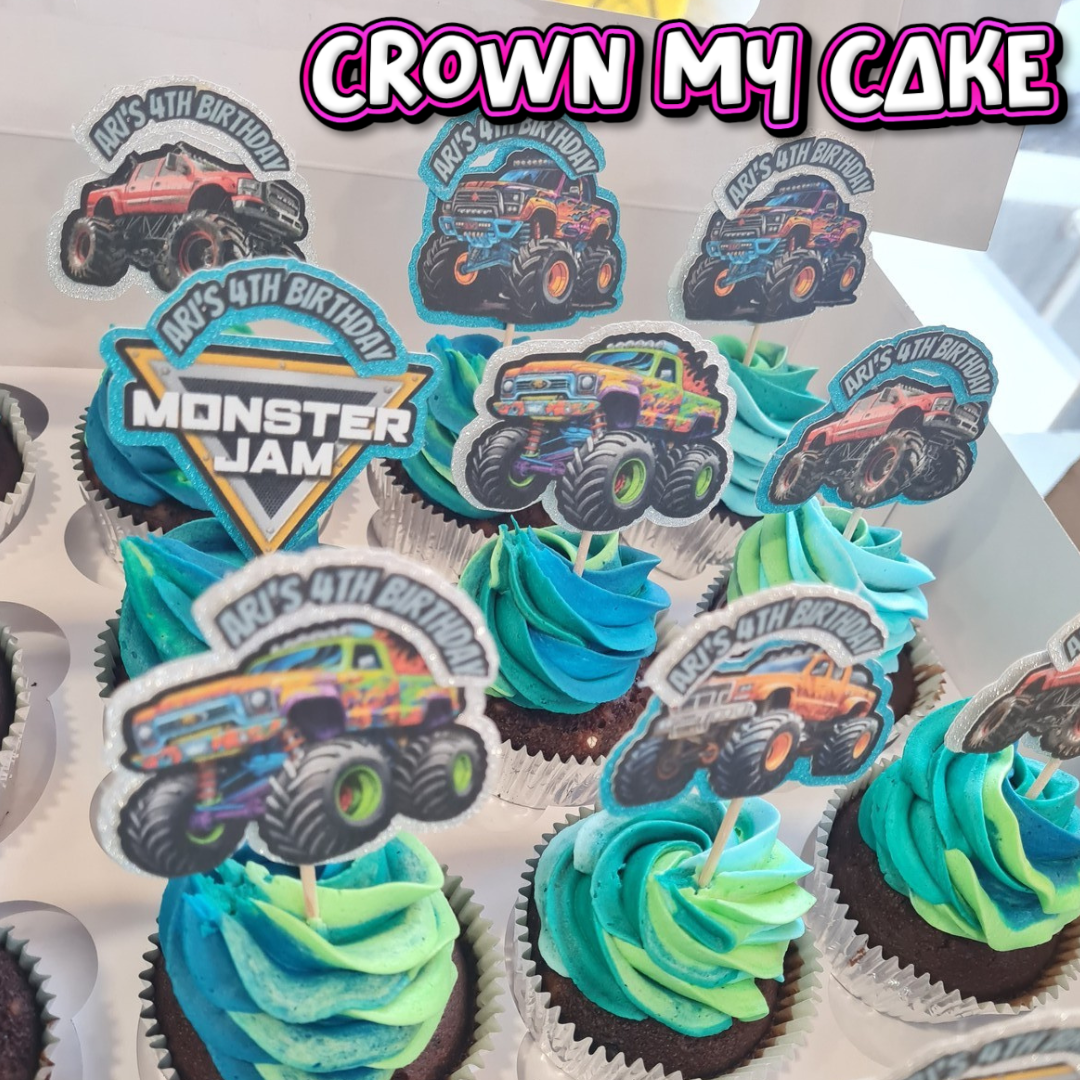 24x Deluxe Monster Truck Cupcake Toppers