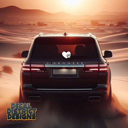 Dog Paw Heart Vinyl Decal - 7cm