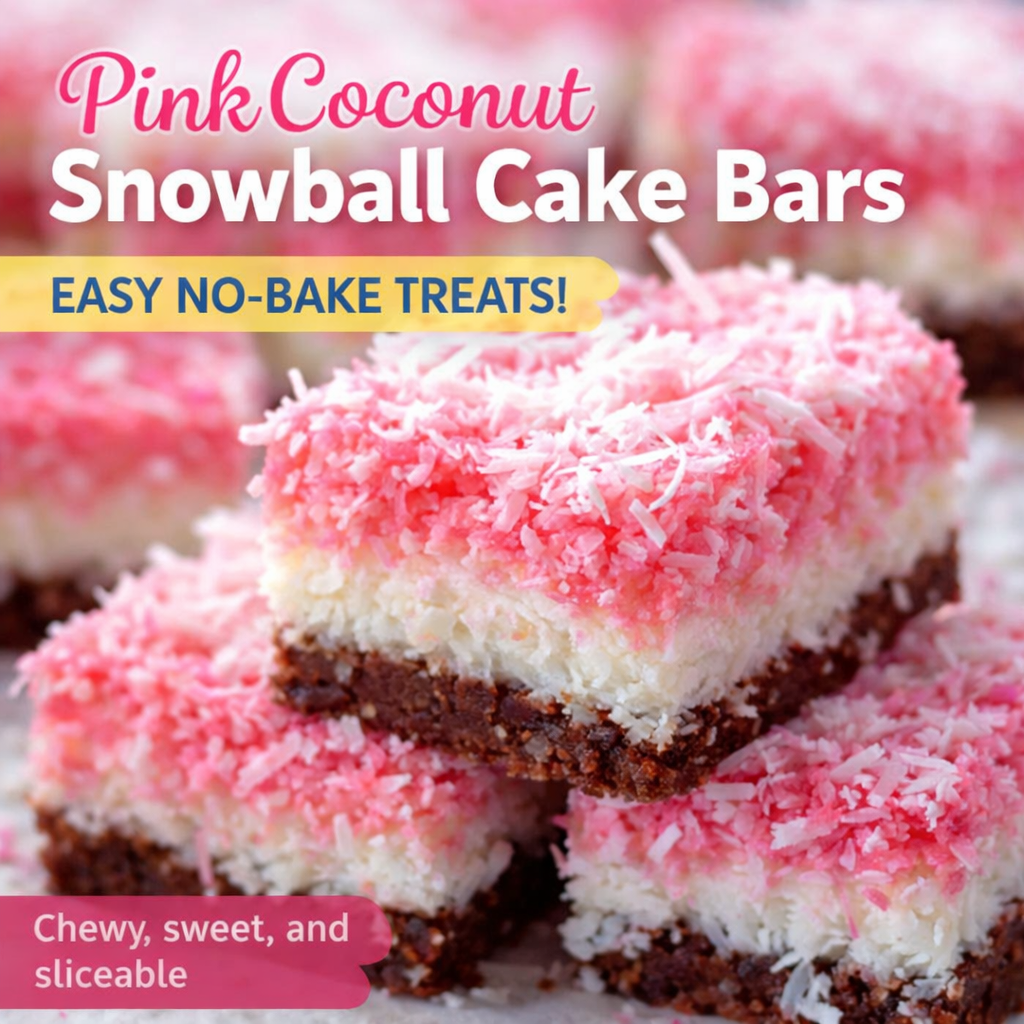 Pink Coconut Snowball Cake Bars