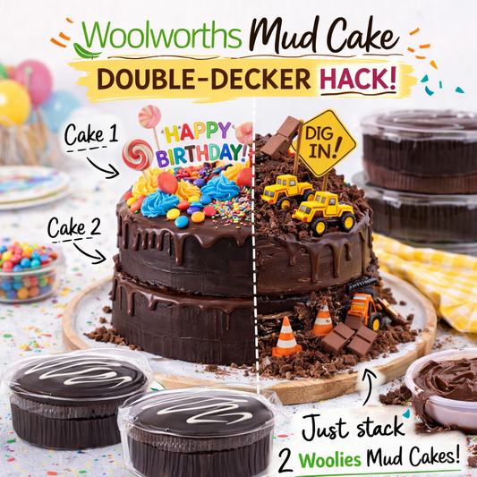 Woolies Mud Cake Hack - Double Decker Themed Mud Cake