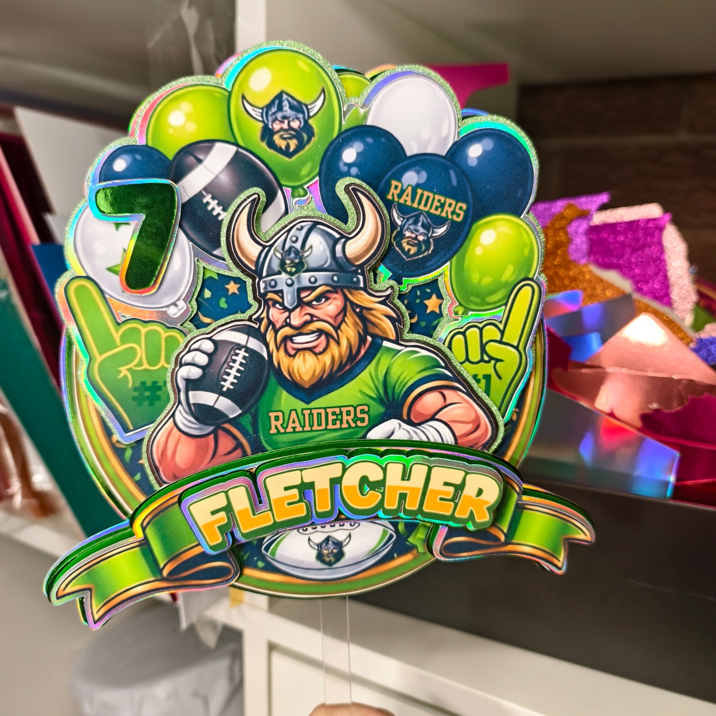 NRL Inspired Cake Topper Choose Your Team Personalised Cardstock Birthday Decoration