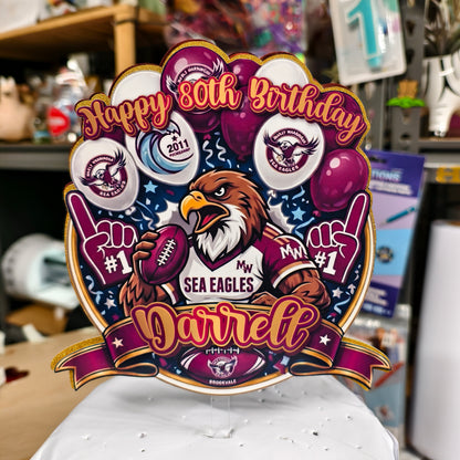 NRL Inspired Cake Topper Choose Your Team Personalised Cardstock Birthday Decoration