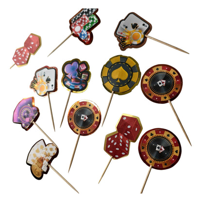LEFTOVER VAULT: 24x Poker Casino - Cupcake Toppers