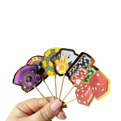 LEFTOVER VAULT: 24x Poker Casino - Cupcake Toppers