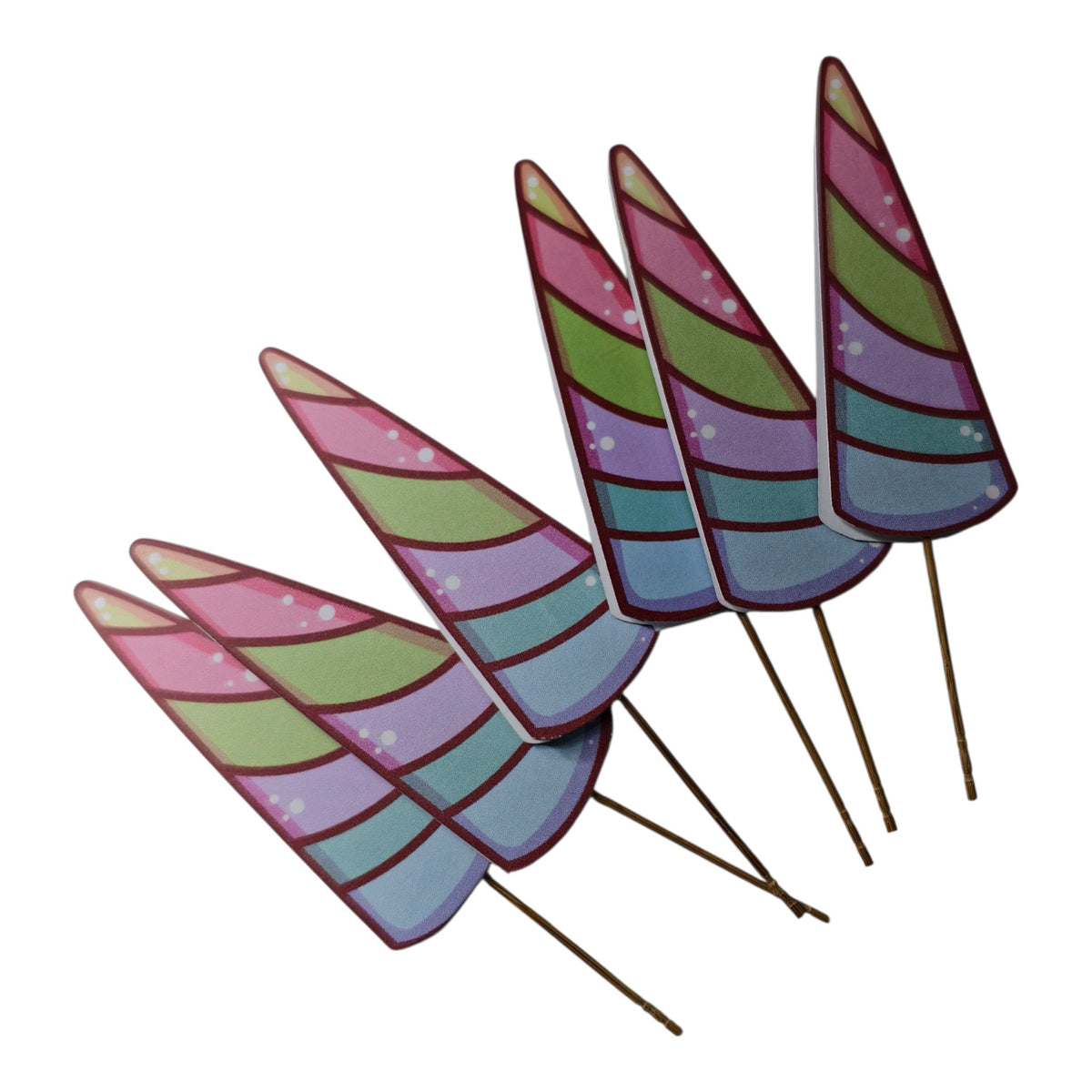 LEFTOVER VAULT: 12x Unicorn Horn - Double Sided Cupcake Toppers
