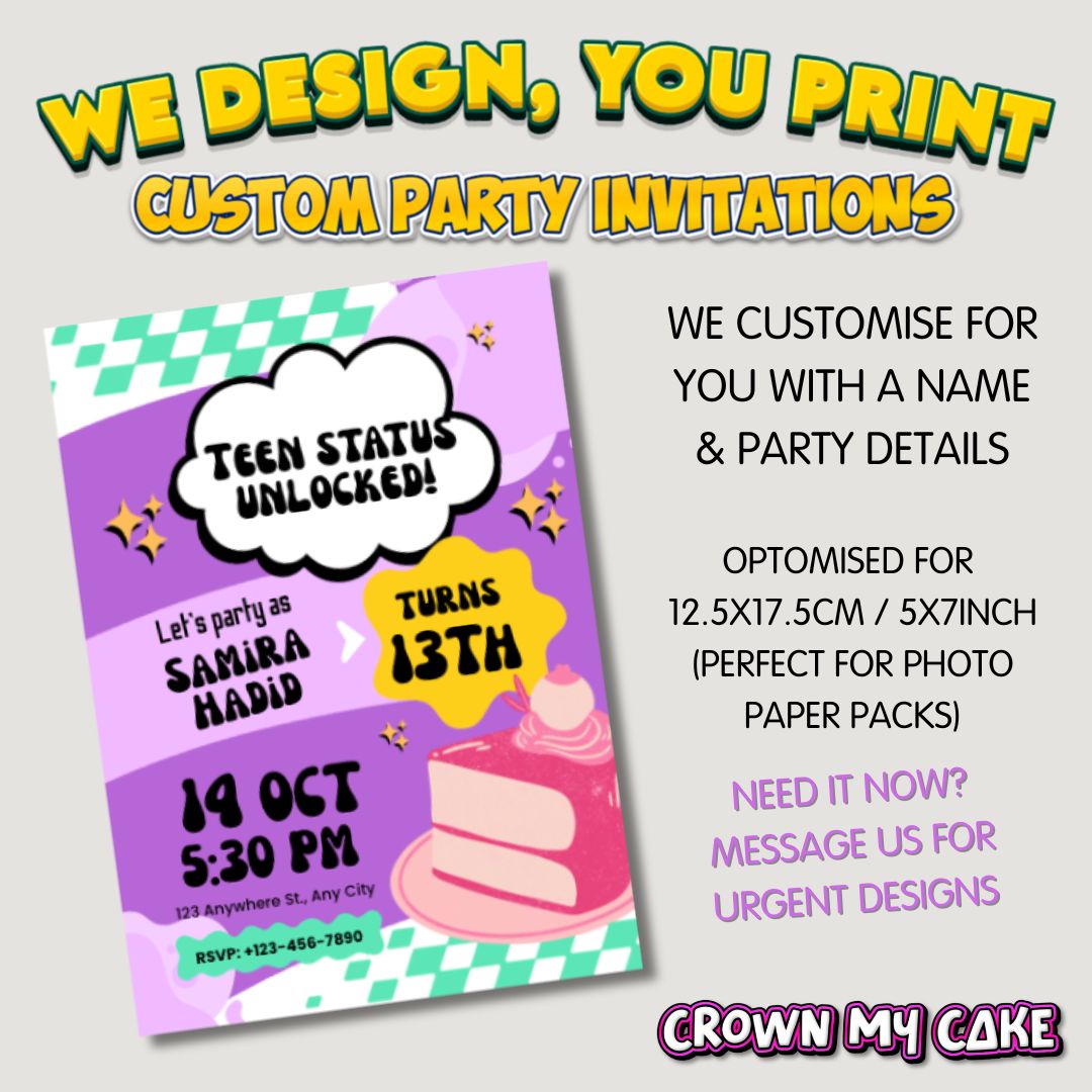 13th Teen Party Invites - Digital Or Hard Copy