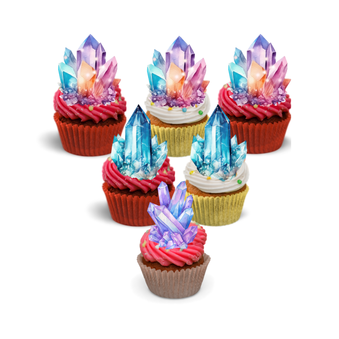 24x Crystal Design Cupcake Toppers