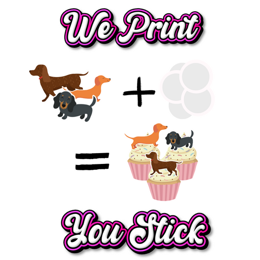 24x Daschund Cupcake Toppers - We print, You stick.