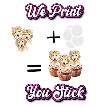 Golden Retriever  Cupcake Toppers - We print, You stick.