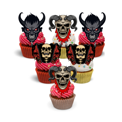 24x Halloween Demon Themed Cupcake Toppers
