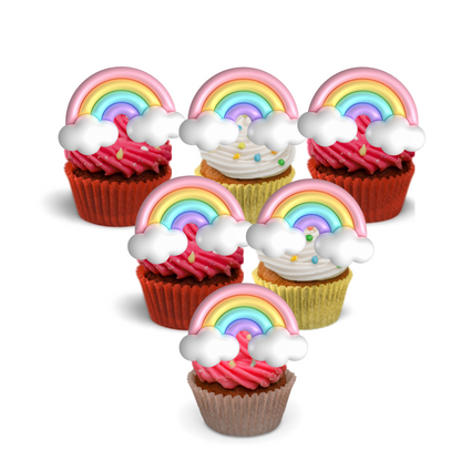 24x Pastel Rainbow Cupcake Toppers