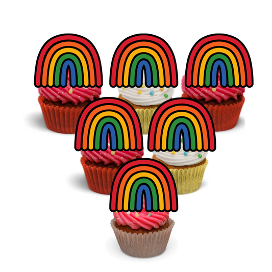 24x Rainbow Cupcake Toppers