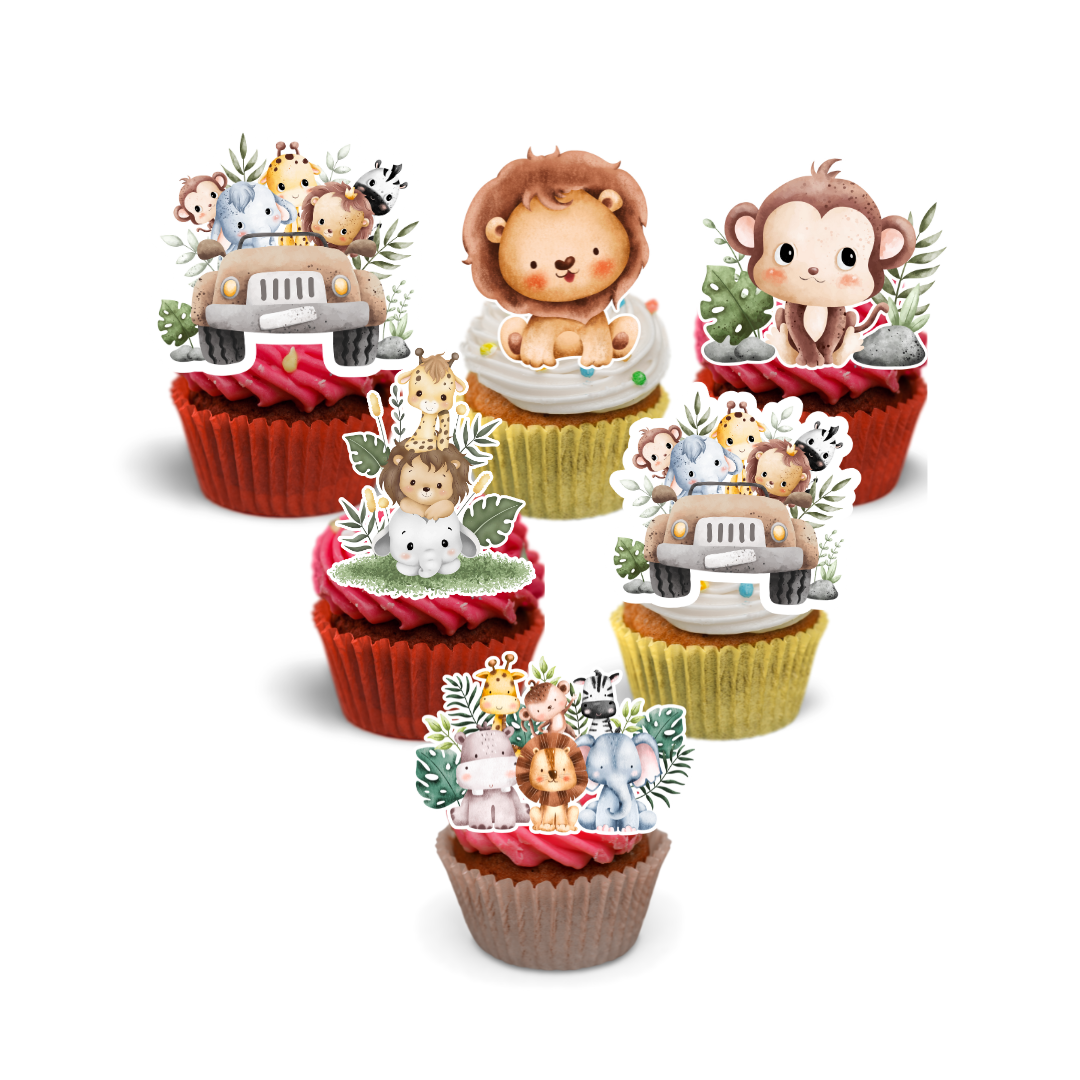 24x Safari Baby Cupcake Toppers