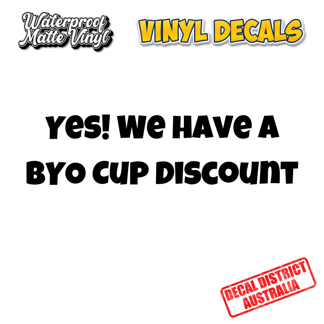 2x BYO CUP DISCOUNT Decal Pack - Modern Font