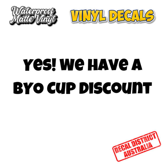2x BYO CUP DISCOUNT Decal Pack - Modern Font