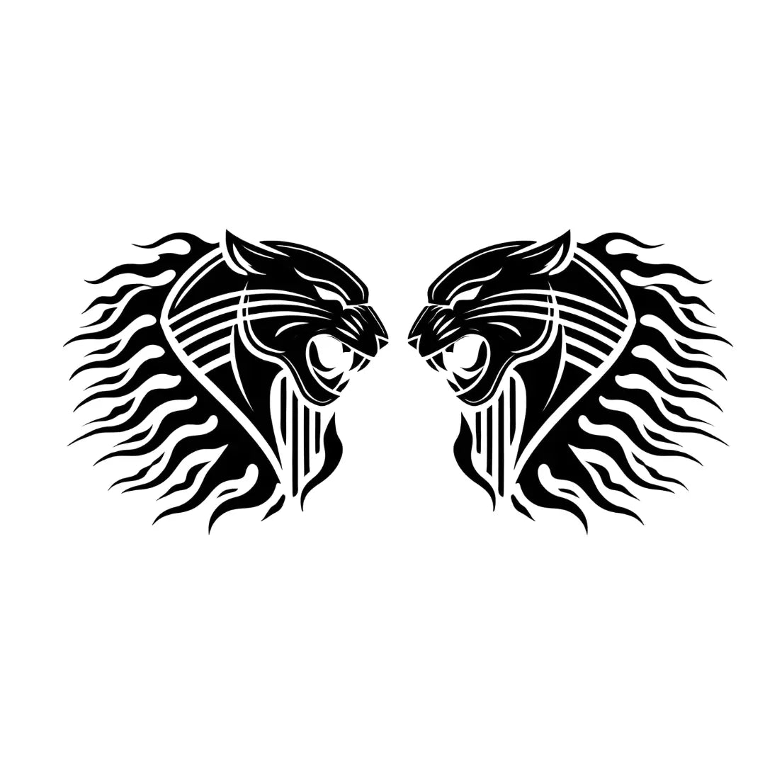 2x Black Panther Vinyl Decal - Mirrored - XL Size - 29 x 27cm