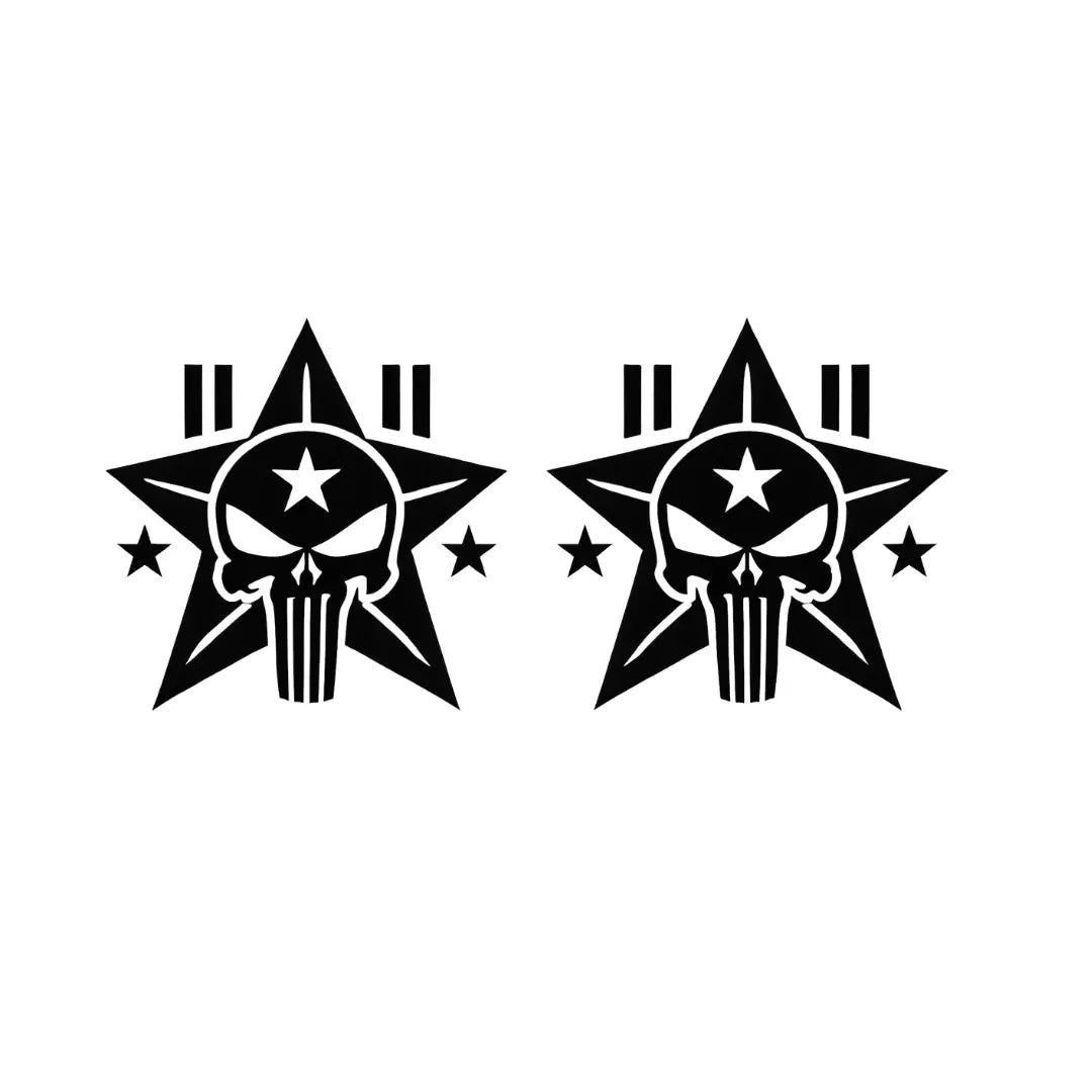 2x Punisher Army Star  - Mirrored Decals - XL Size - DII