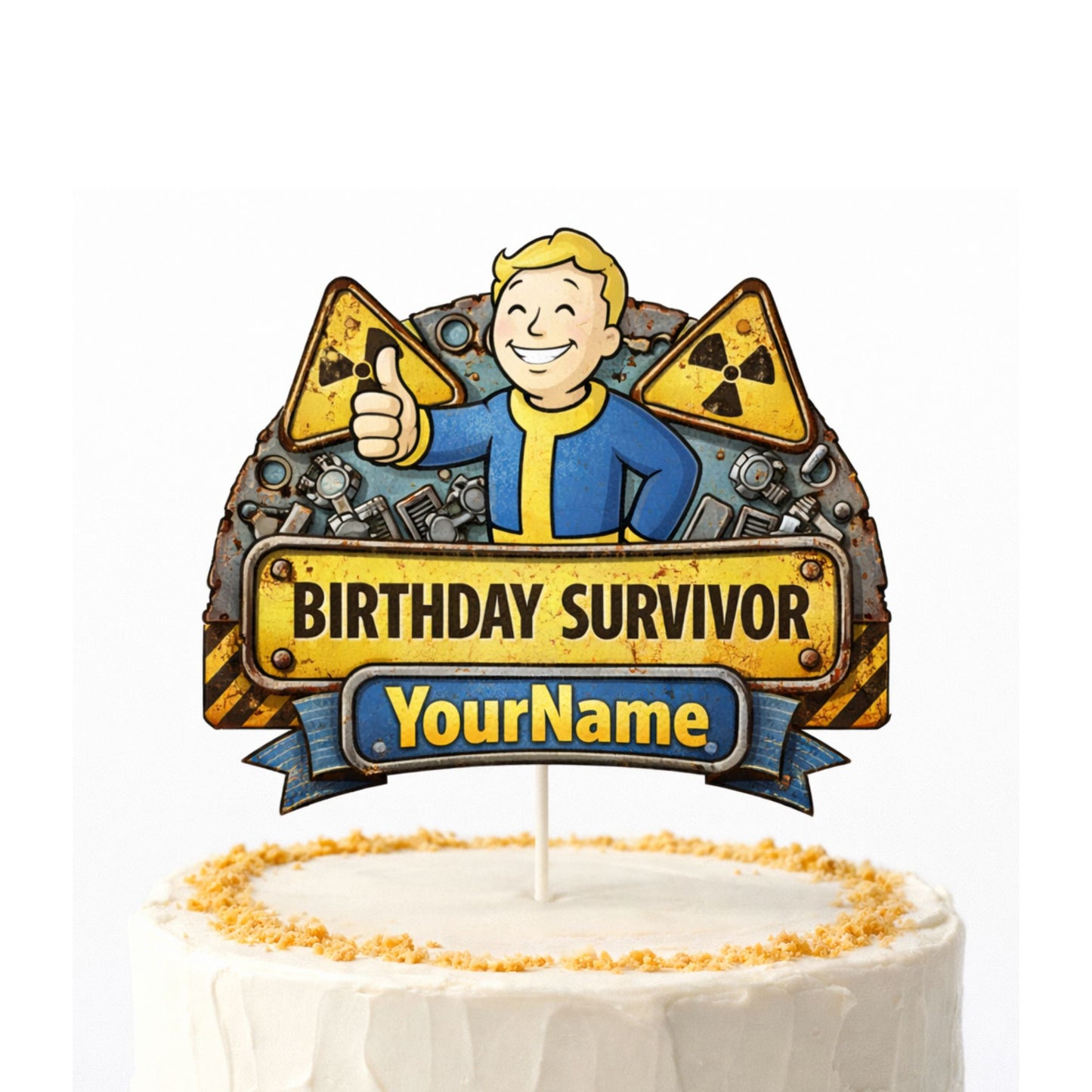 3D Wasteland Survivor Cake Topper – Gamer Birthday