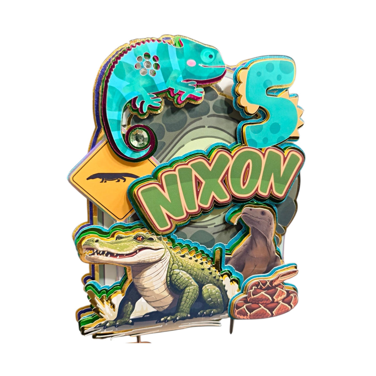 Custom Reptile Cake Topper - LED Chameleon