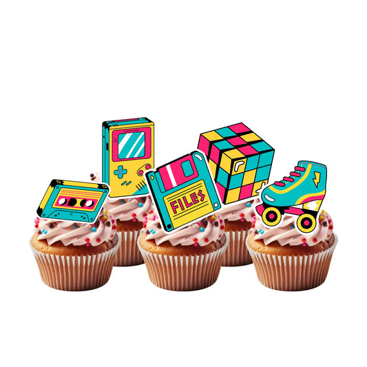 90s Disco Party Topper & 12x Cupcake Picks
