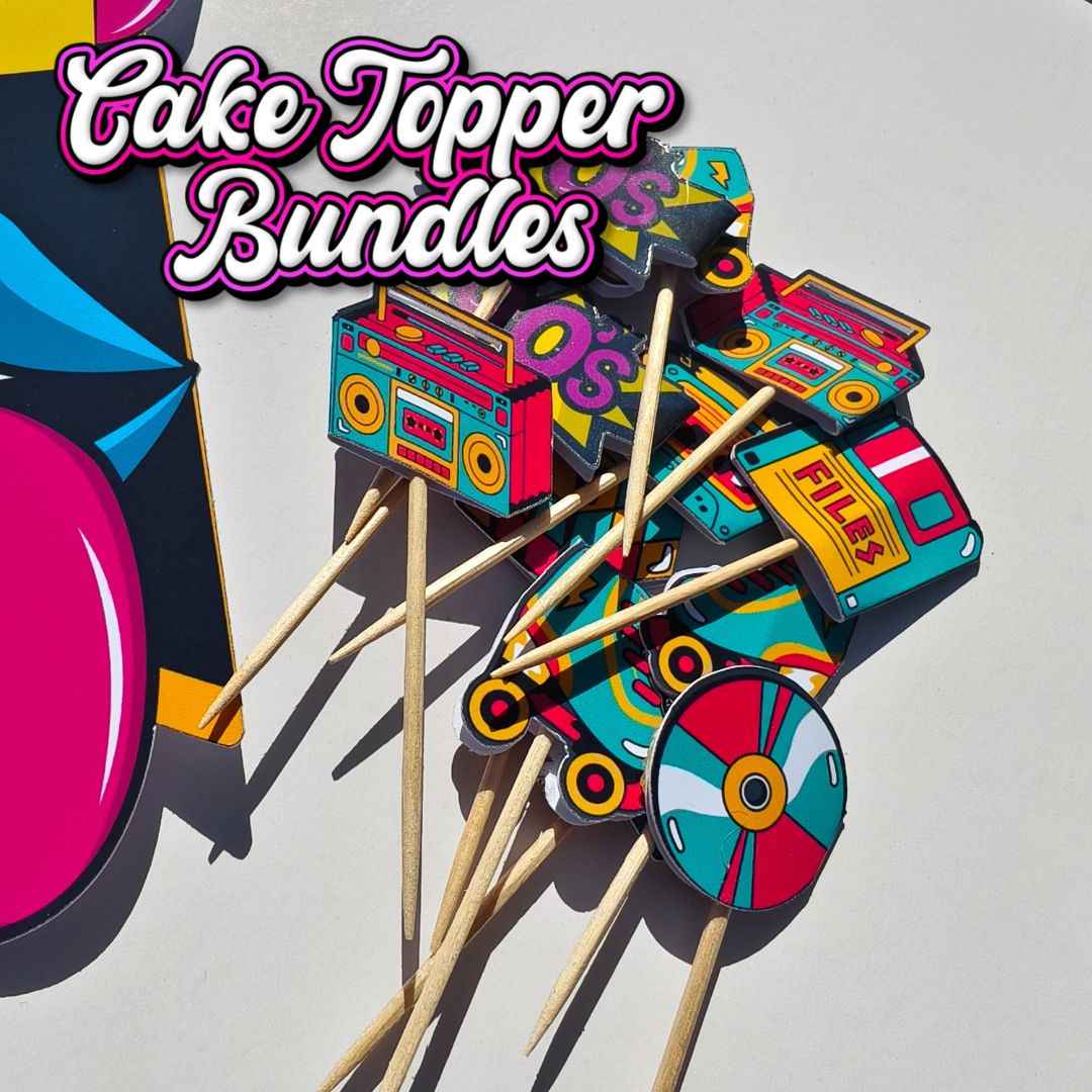 90s Disco Party Topper & 12x Cupcake Picks