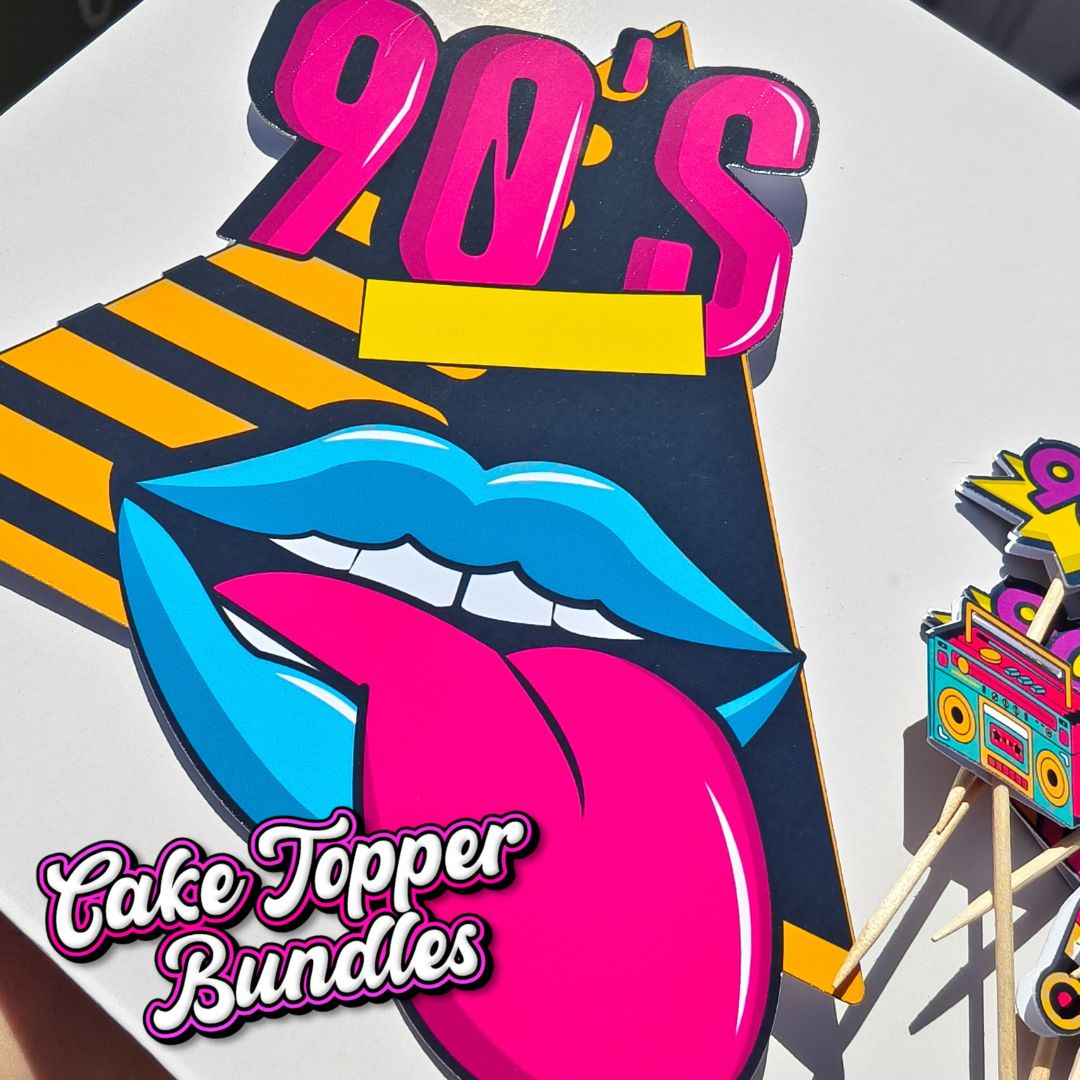 90s Disco Party Topper & 12x Cupcake Picks