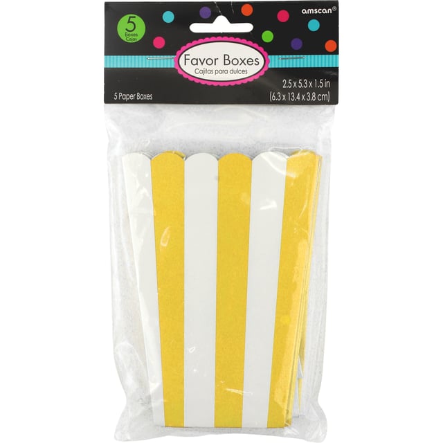 2x 5 Packs Yellow Stripe Popcorn Boxes